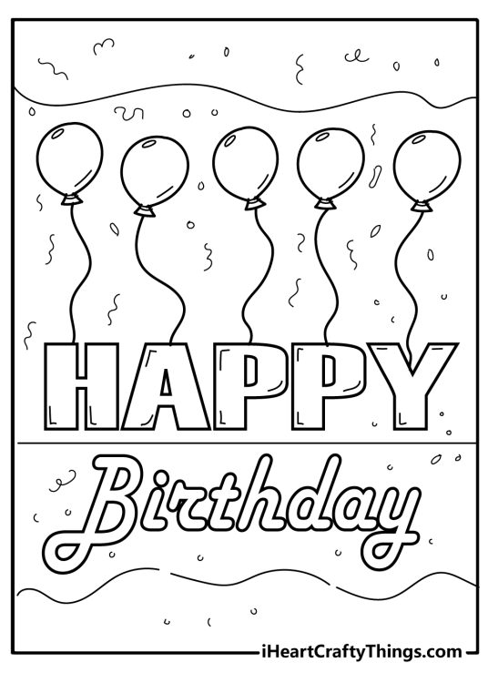 56 Happy Birthday Coloring Pages & Cards (100% Free)