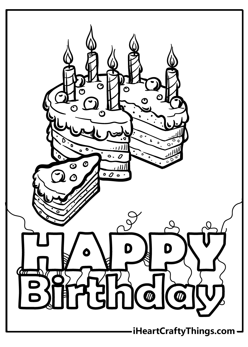 easy Happy Birthday Coloring Pages free download