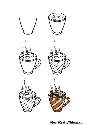 Hot Chocolate Drawing - How To Draw Hot Chocolate Step By Step