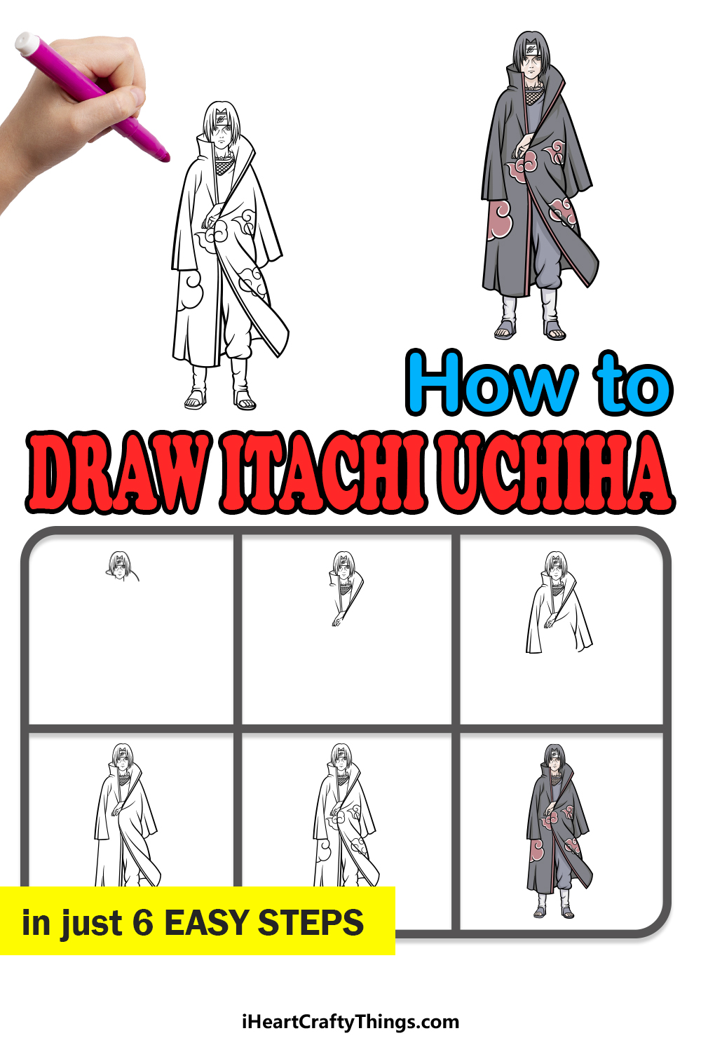 how to draw Itachi Uchiha in 6 easy steps
