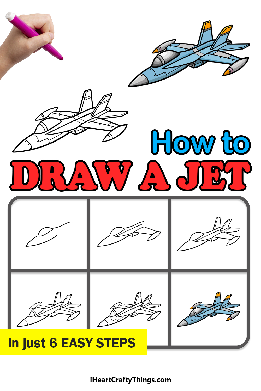 how to draw a Jet in 6 easy steps
