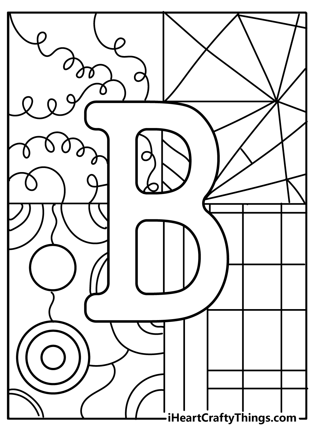 Letter B Coloring Pages for adults free printable