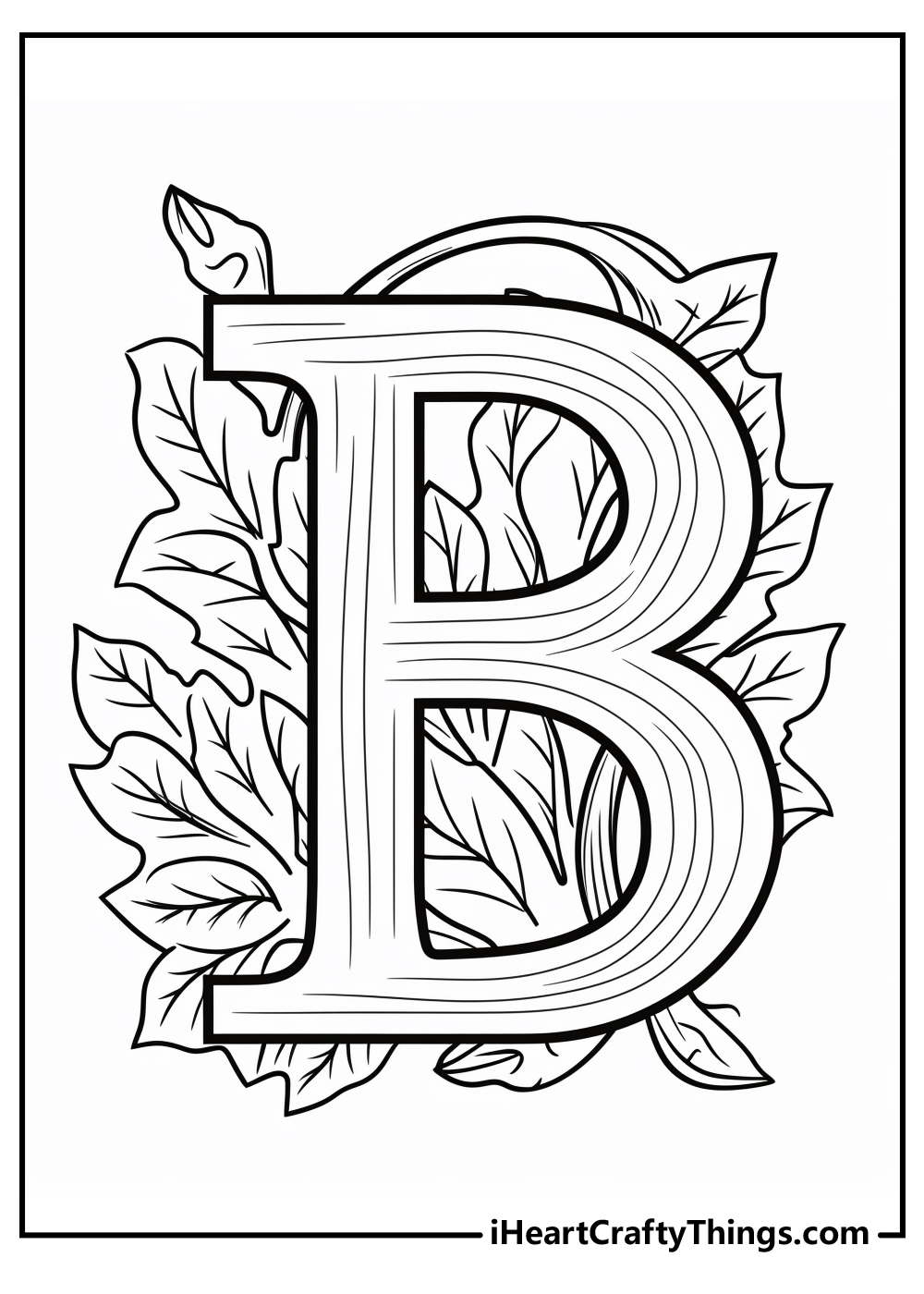 black-and-white letter B coloring printable