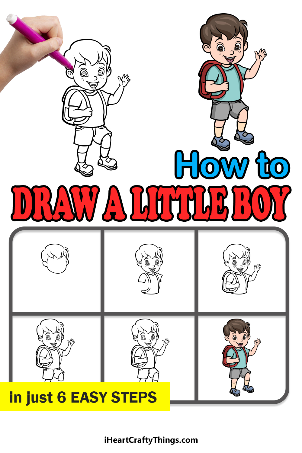 how to draw a Little Boy in 6 easy steps
