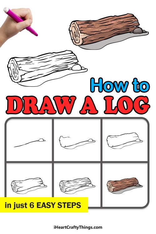 Log Drawing - How To Draw A Log Step By Step