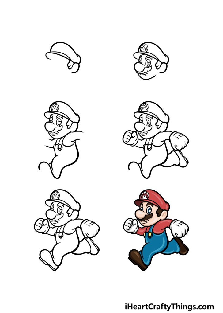 Mario Drawing How To Draw Mario Step By Step