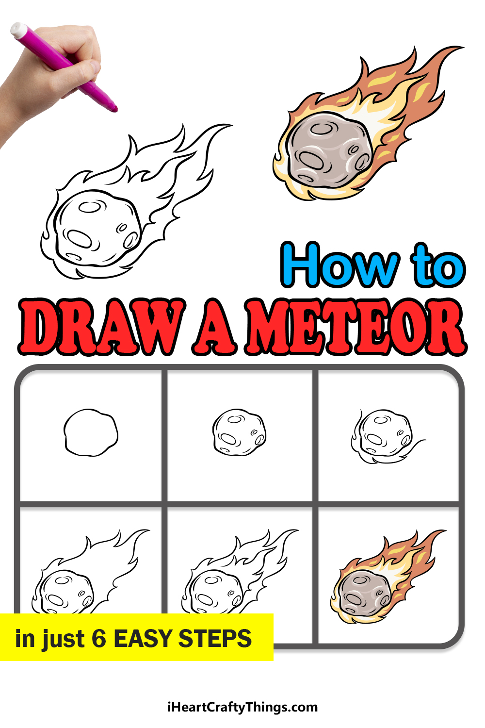 how to draw a Meteor in 6 easy steps