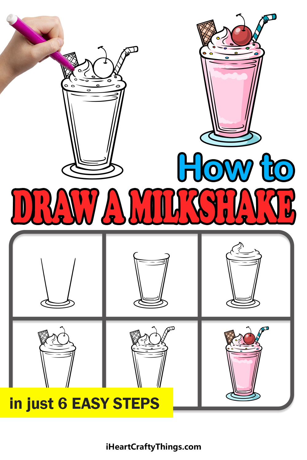 how to draw a Milkshake in 6 easy steps