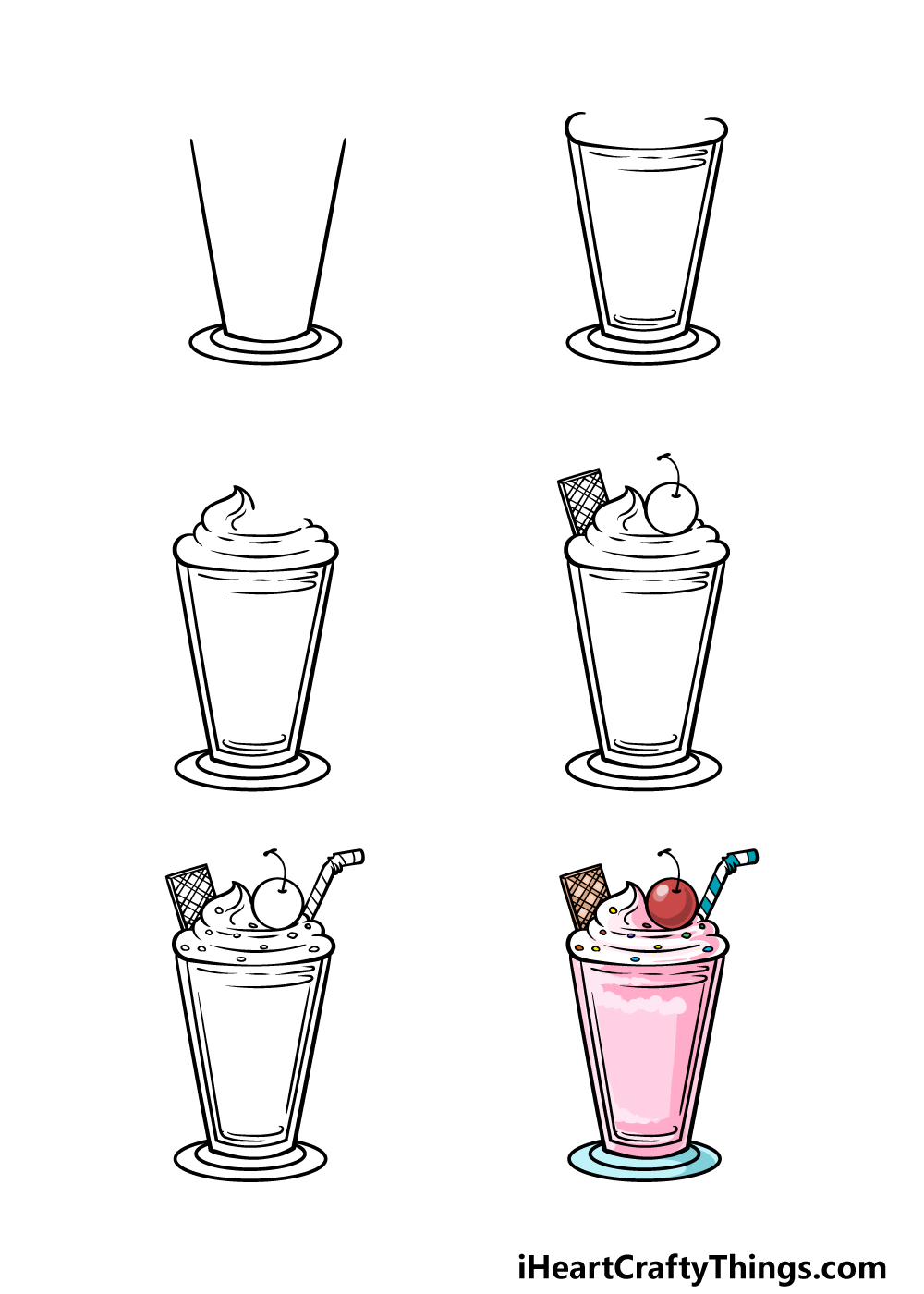 how to draw a Milkshake in 6 steps