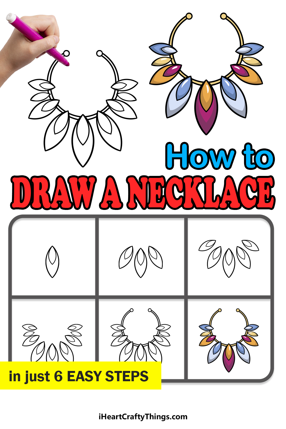 how to draw a Necklace in 6 easy steps