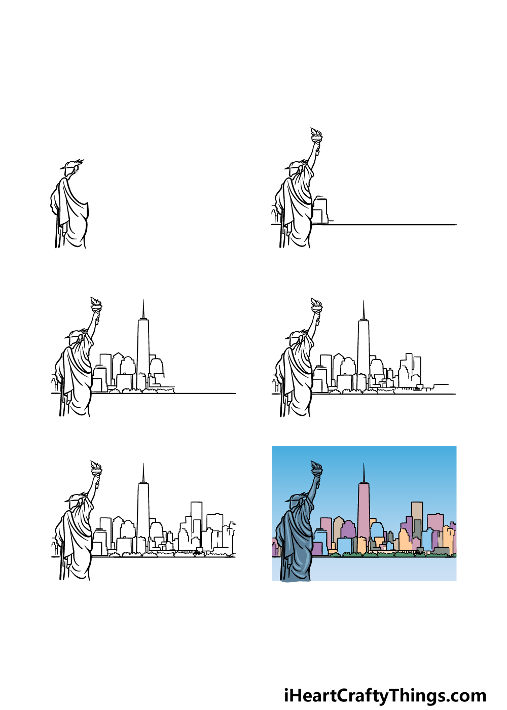how to draw The New York Skylinei n 6 steps