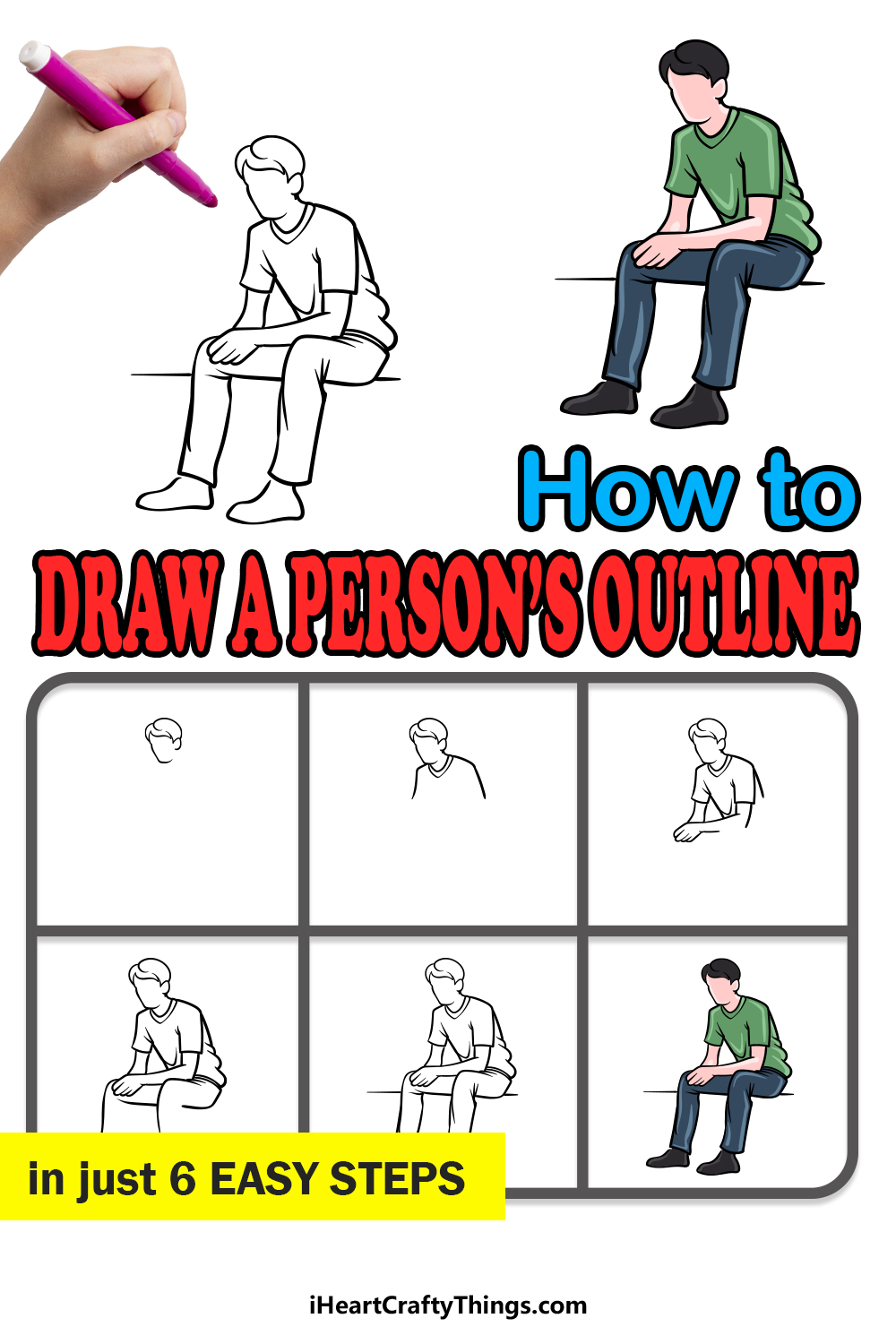 how to draw a Person's Outline in 6 easy steps