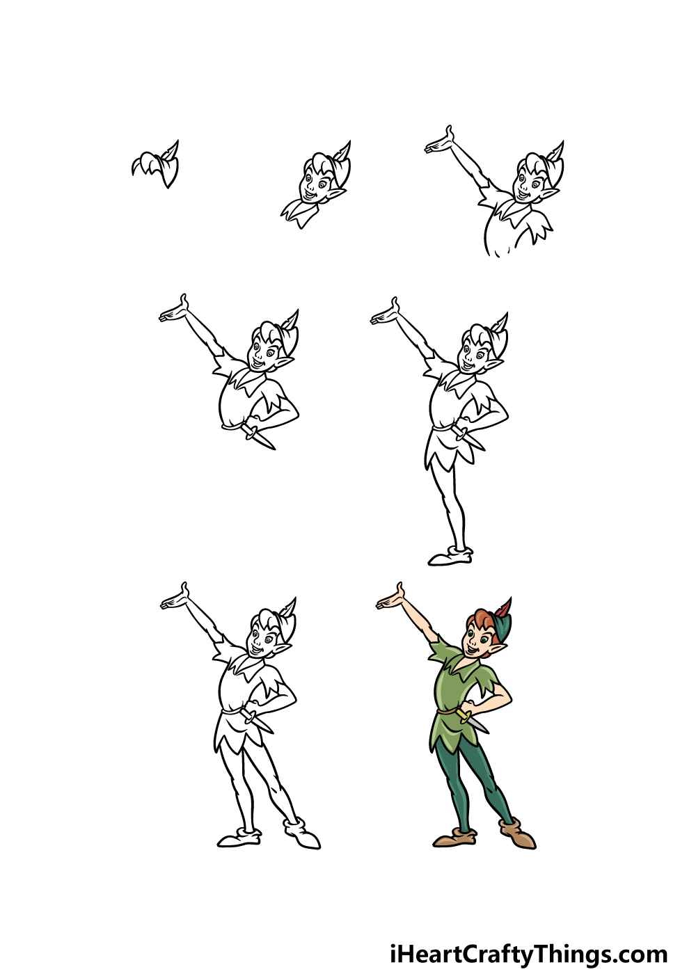 how to draw Peter Pan in 7 steps