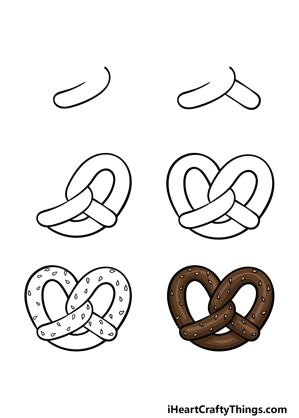 how to draw a Pretzel in 6 steps
