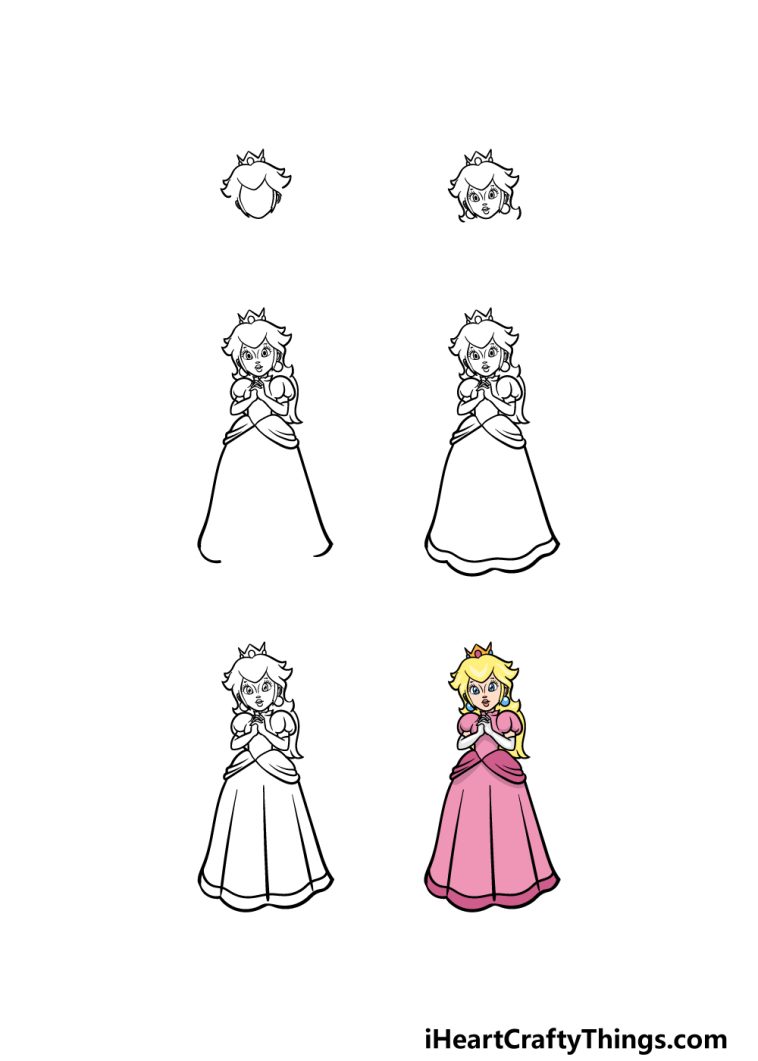 Princess Peach Drawing How To Draw Princess Peachy Step By Step