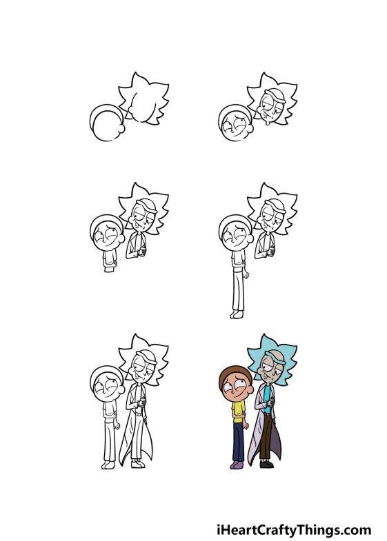 Rick And Morty Drawing How To Draw Rick And Morty Step By Step