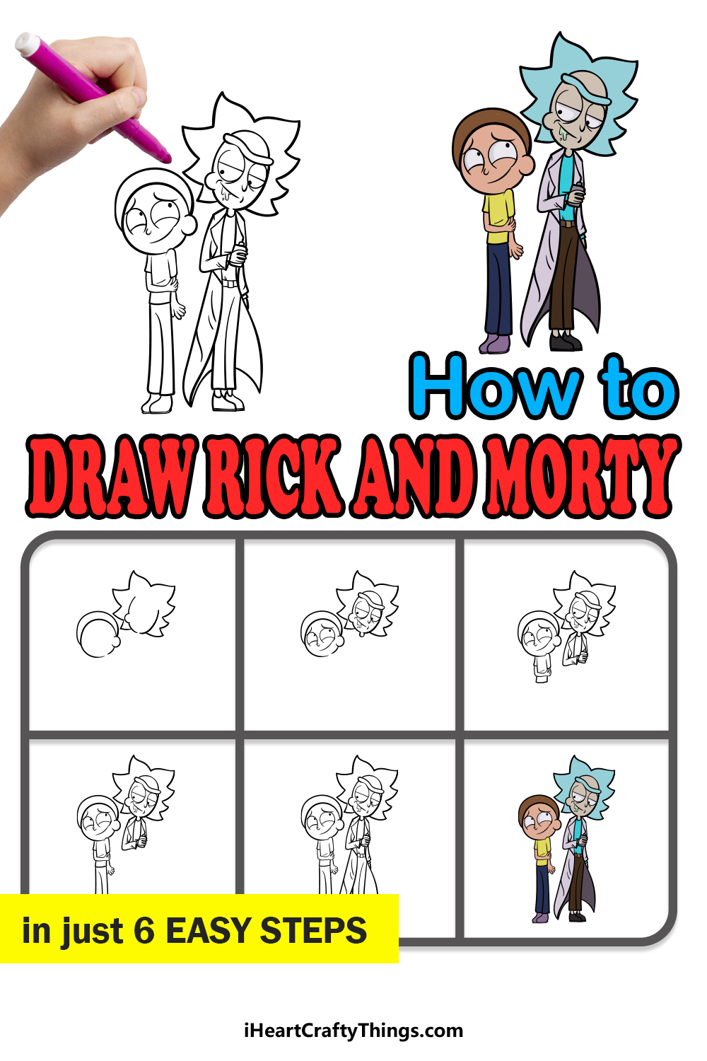 how to draw Rick and Morty in 6 easy steps