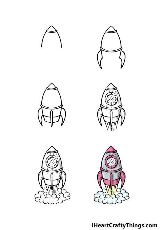 Rocket Ship Drawing - How To Draw A Rocket Ship Step By Step