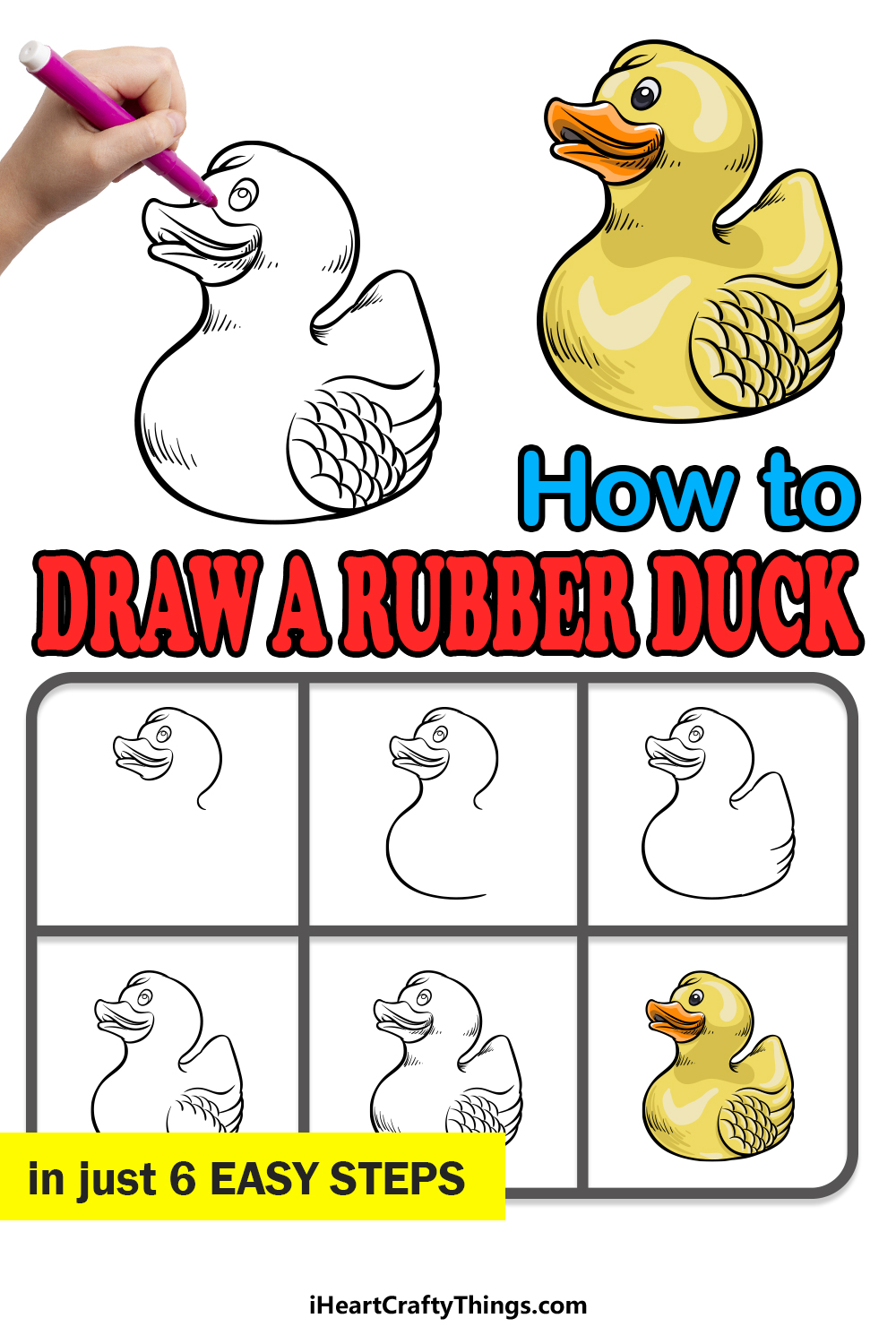 how to draw a Rubber Duck in 6 easy steps