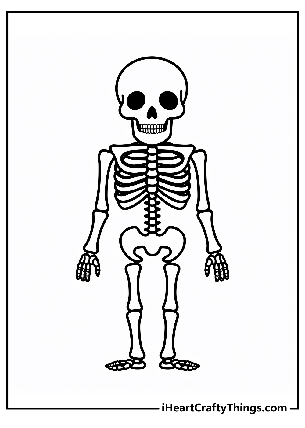 black-and-white skeleton coloring pages