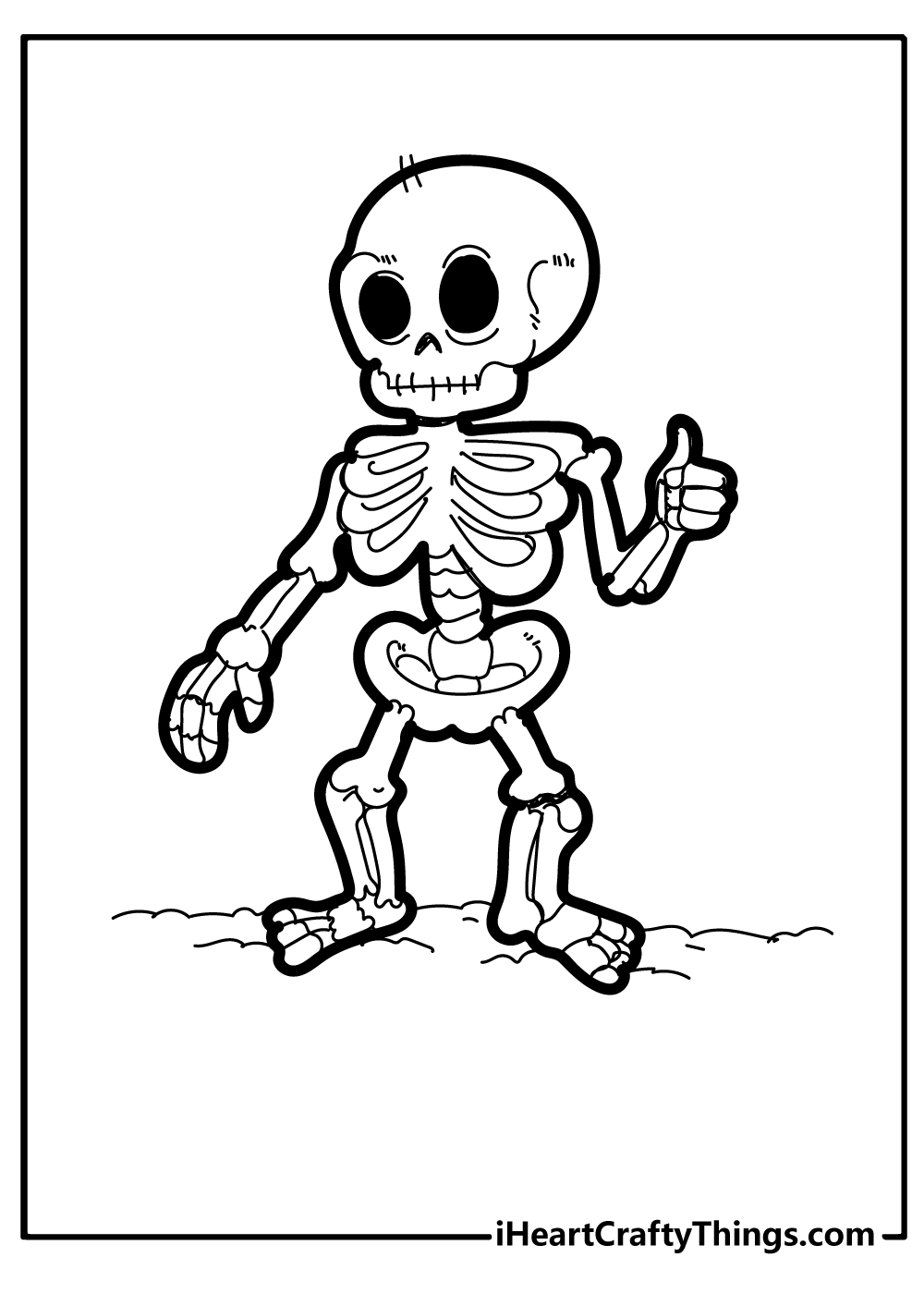 Easy How to Draw a Skeleton Tutorial and Skeleton Coloring Page