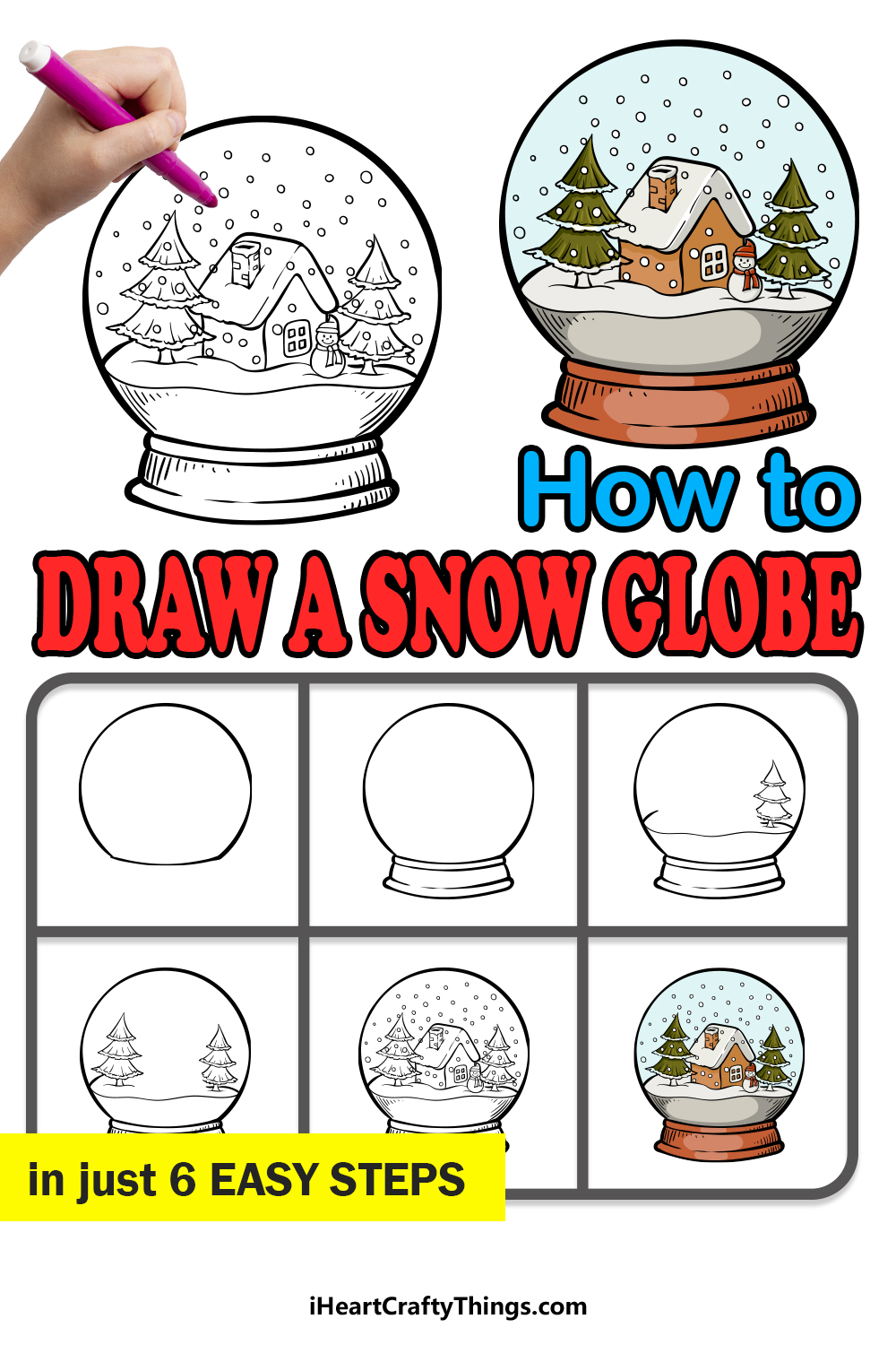 how to draw a Snow Globe in 6 easy steps