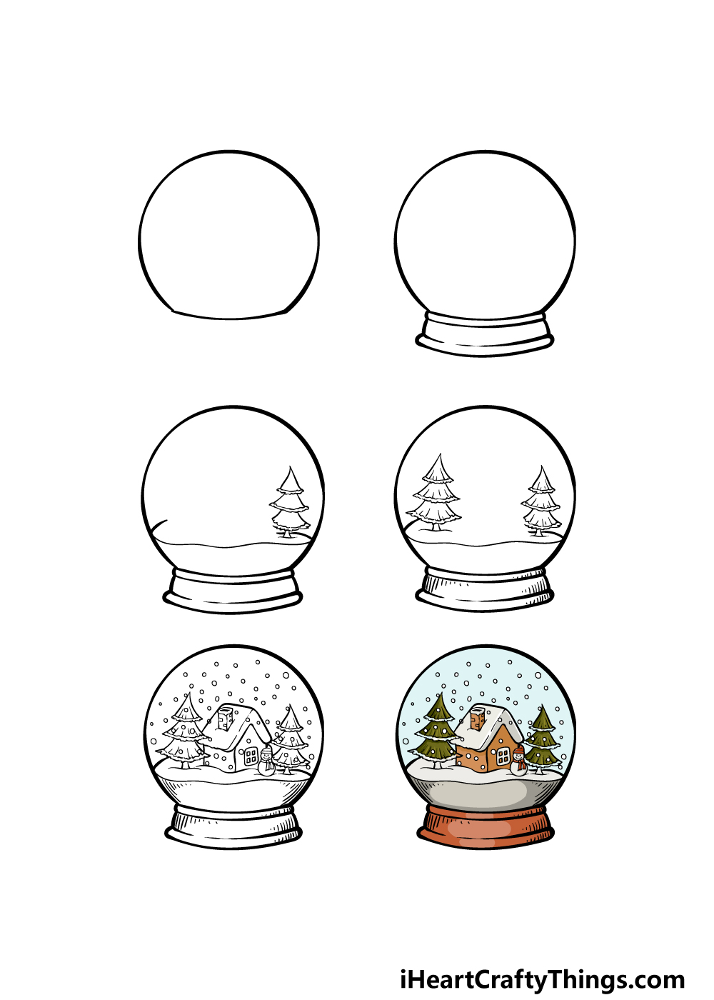 how to draw a Snow Globe in 6 steps