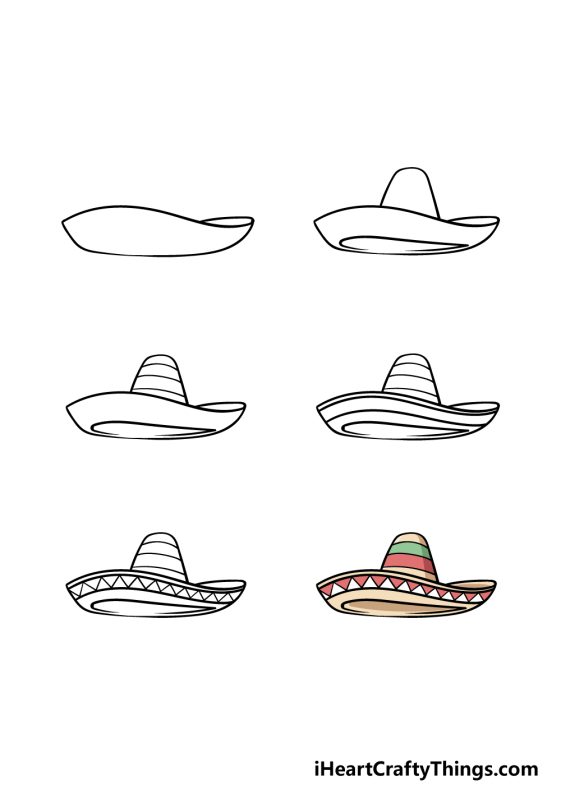 Sombrero Drawing How To Draw A Sombrero Step By Step