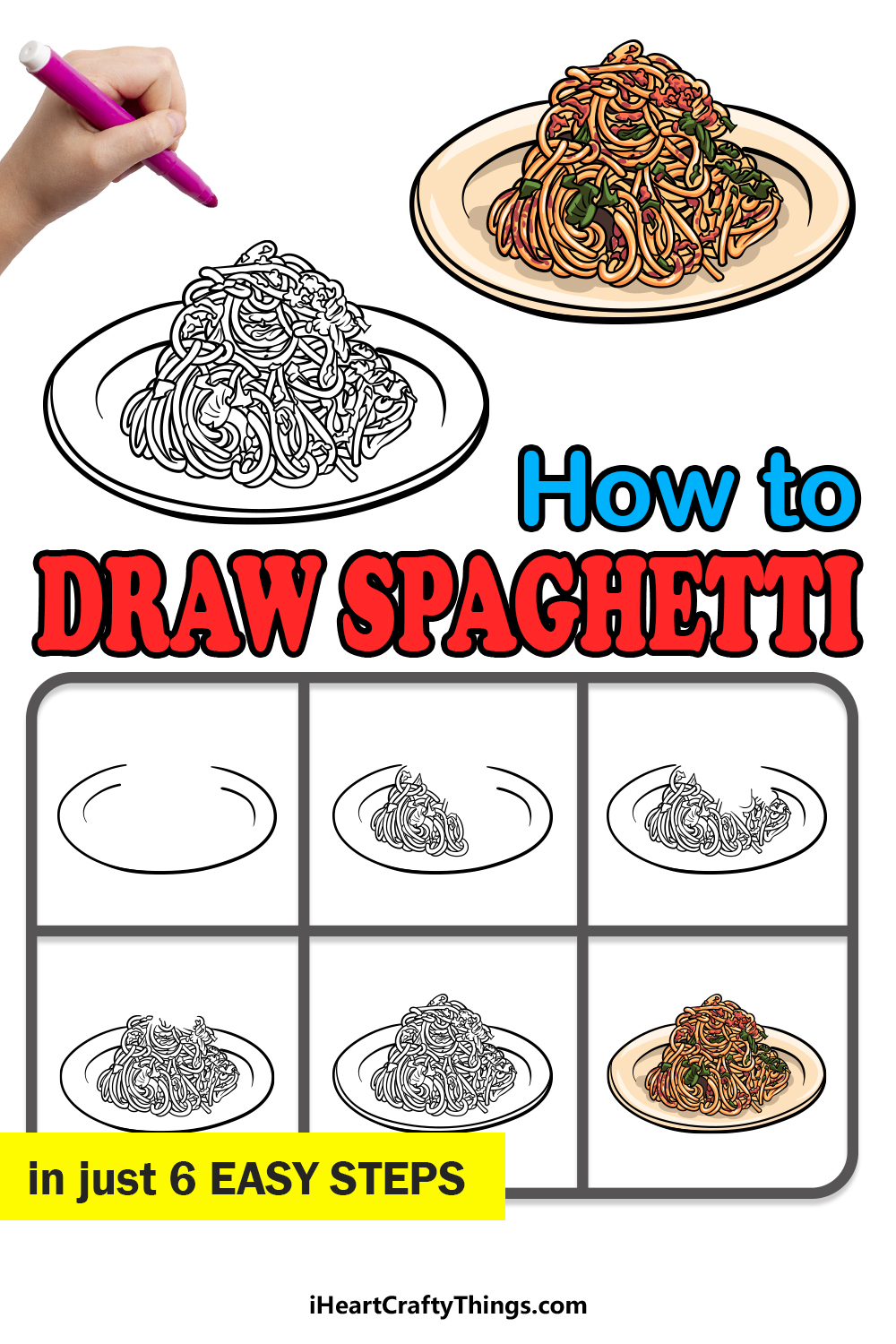 how to draw Spaghetti in 6 easy steps