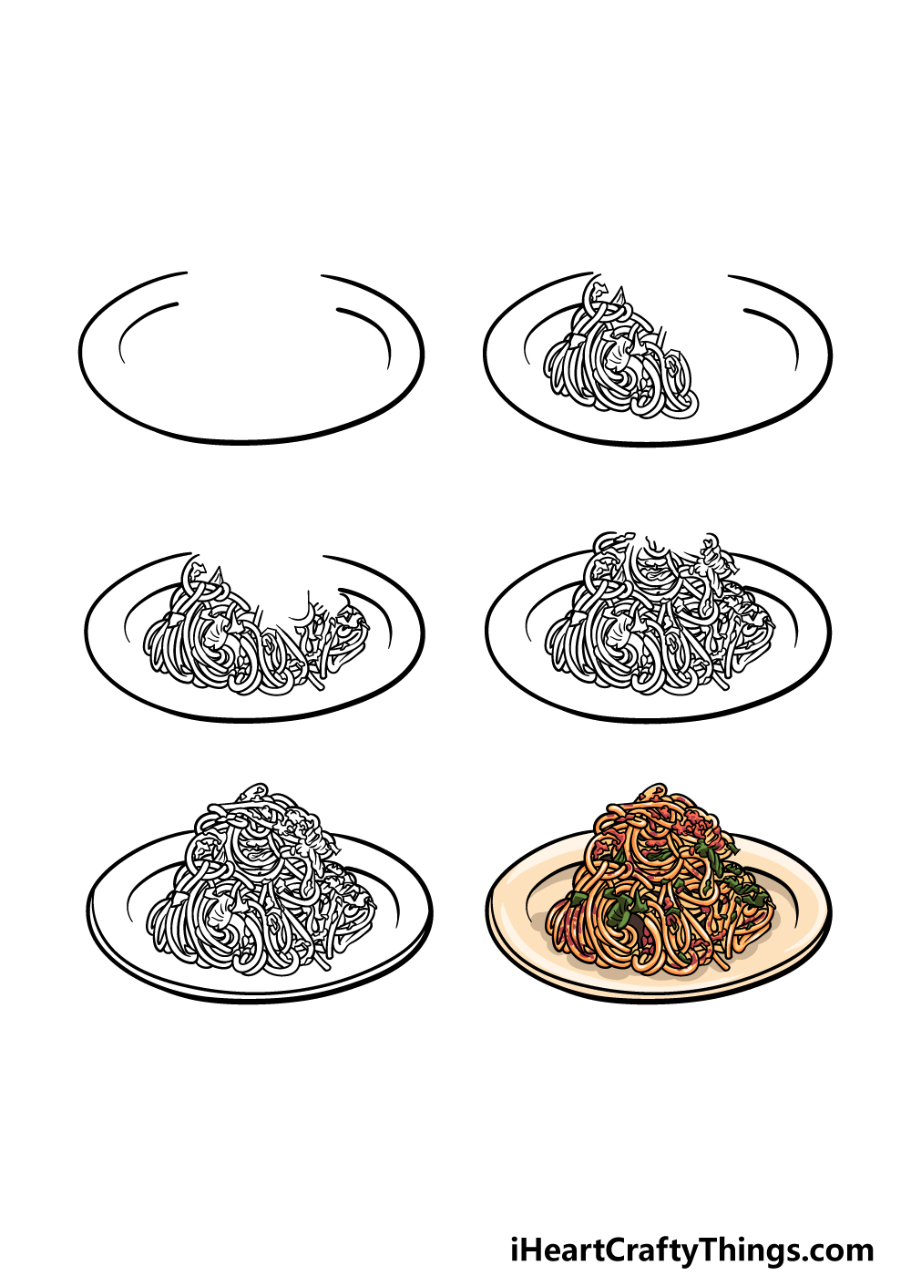 how to draw Spaghetti in 6 steps