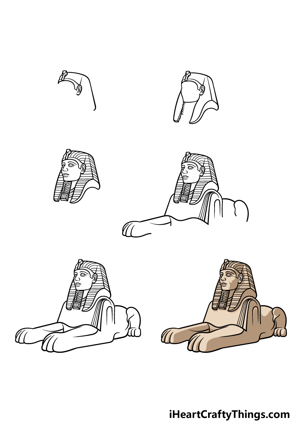 how to draw The Sphinx in 6 steps