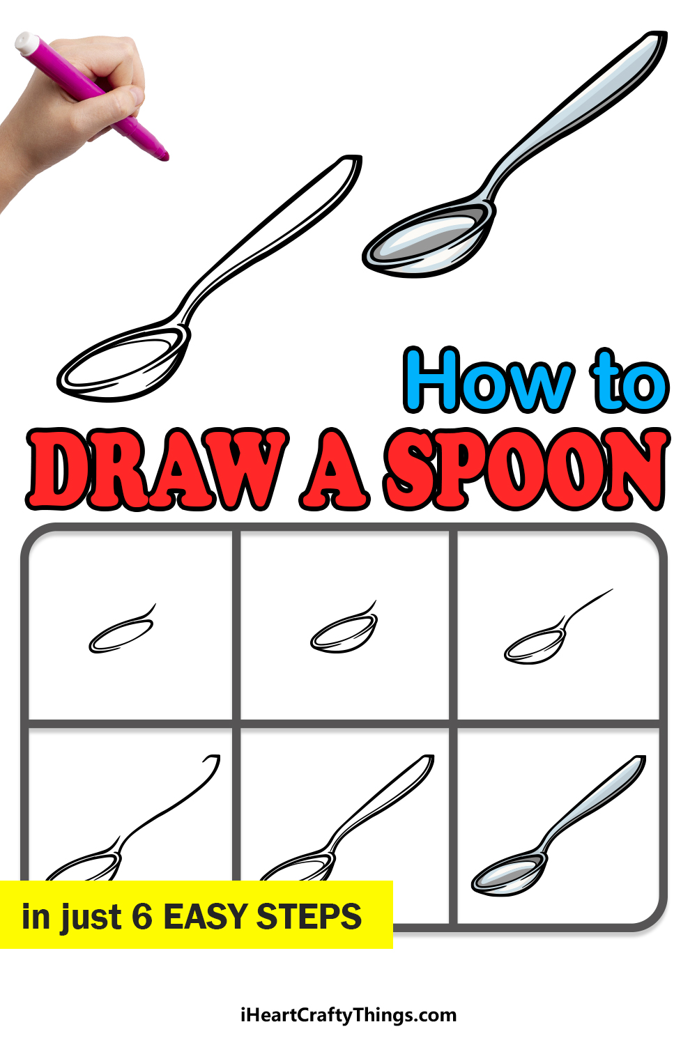 how to draw a spoon in 6 easy steps