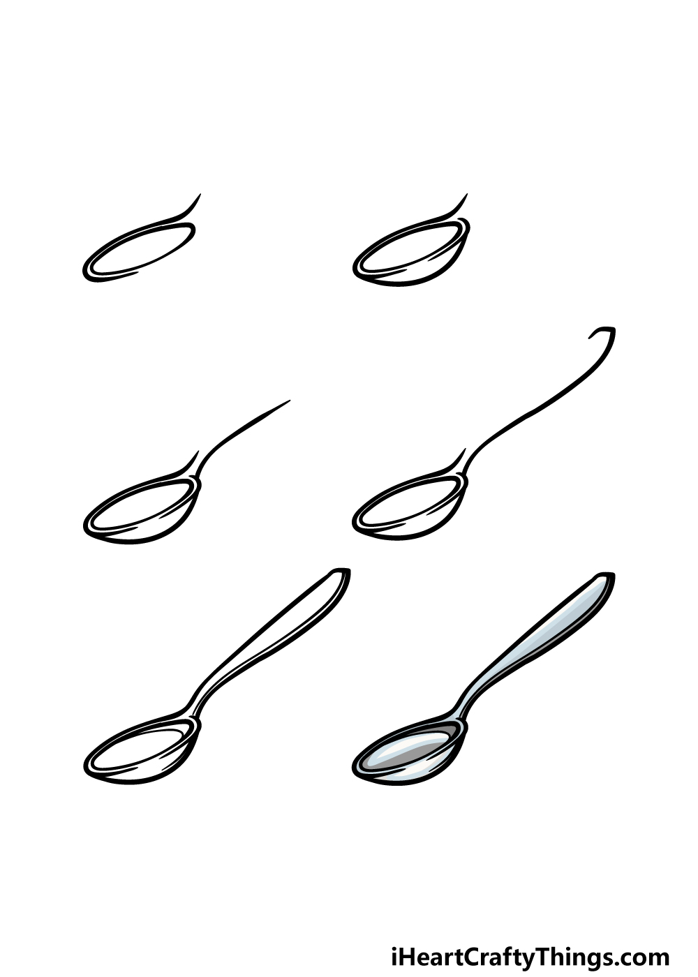 how to draw a spoon in 6 steps