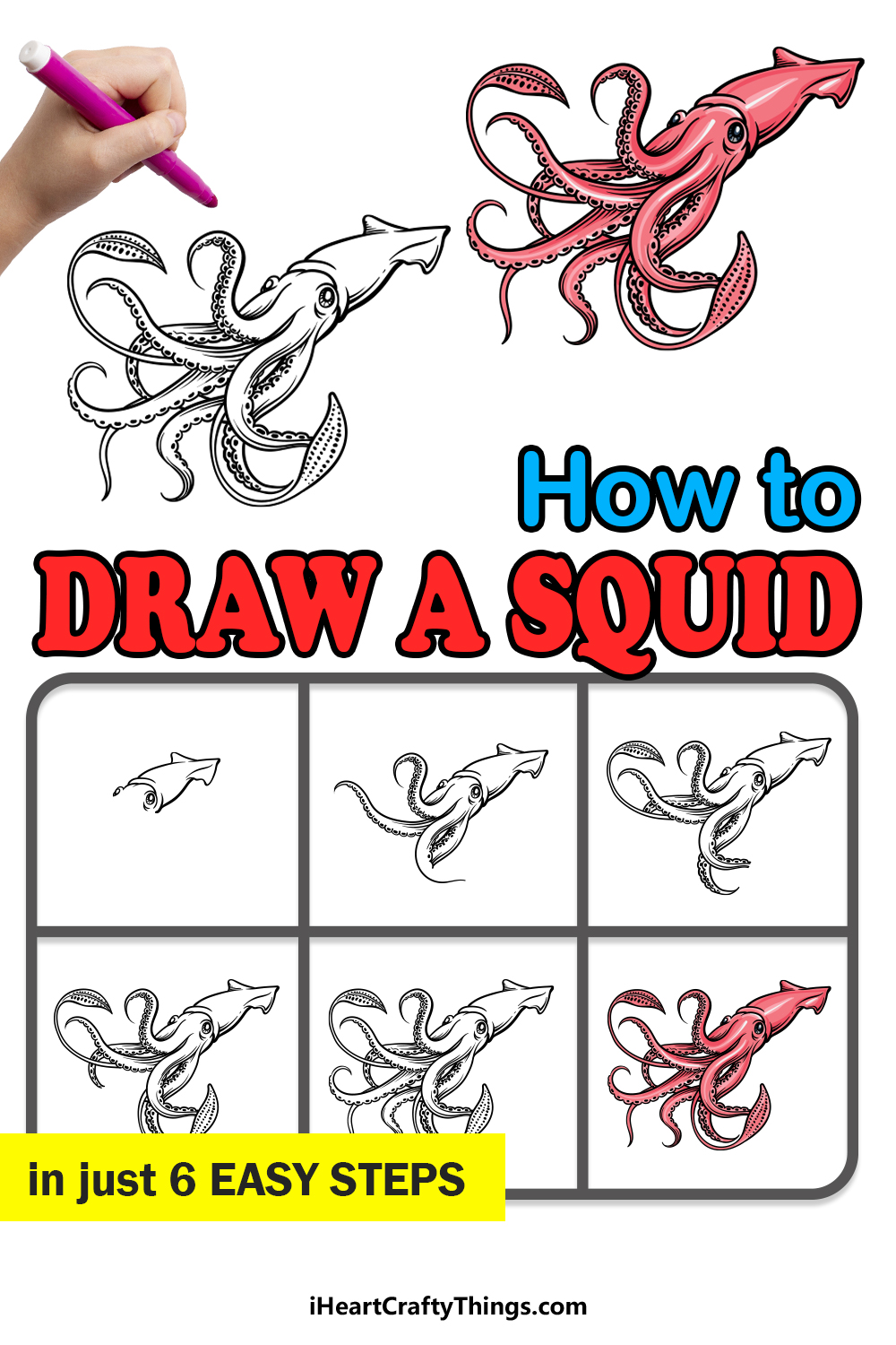 how to draw a squid in 6 easy steps