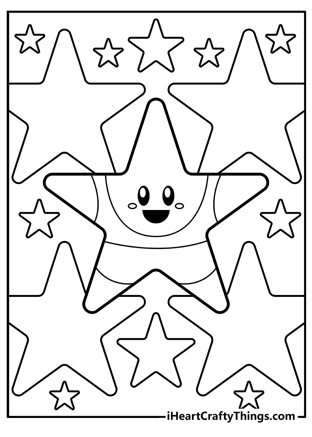 black and white Star images for kids free printable
