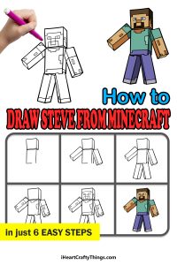 Steve From Minecraft Drawing - How To Draw Steve From Minecraft Step By ...