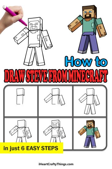 Steve From Minecraft Drawing - How To Draw Steve From Minecraft Step By ...