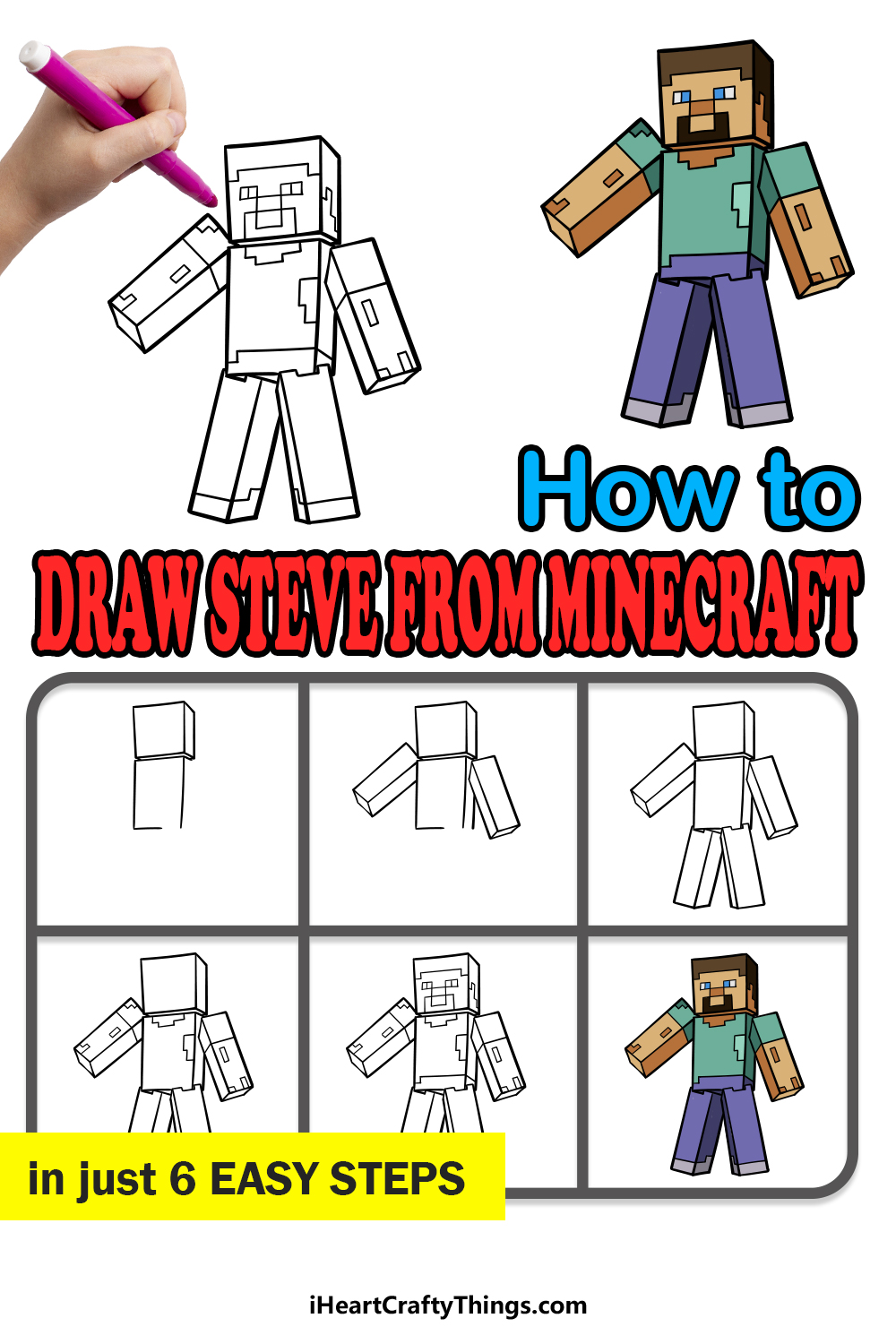 how to draw Steve from Minecraft in 6 easy steps