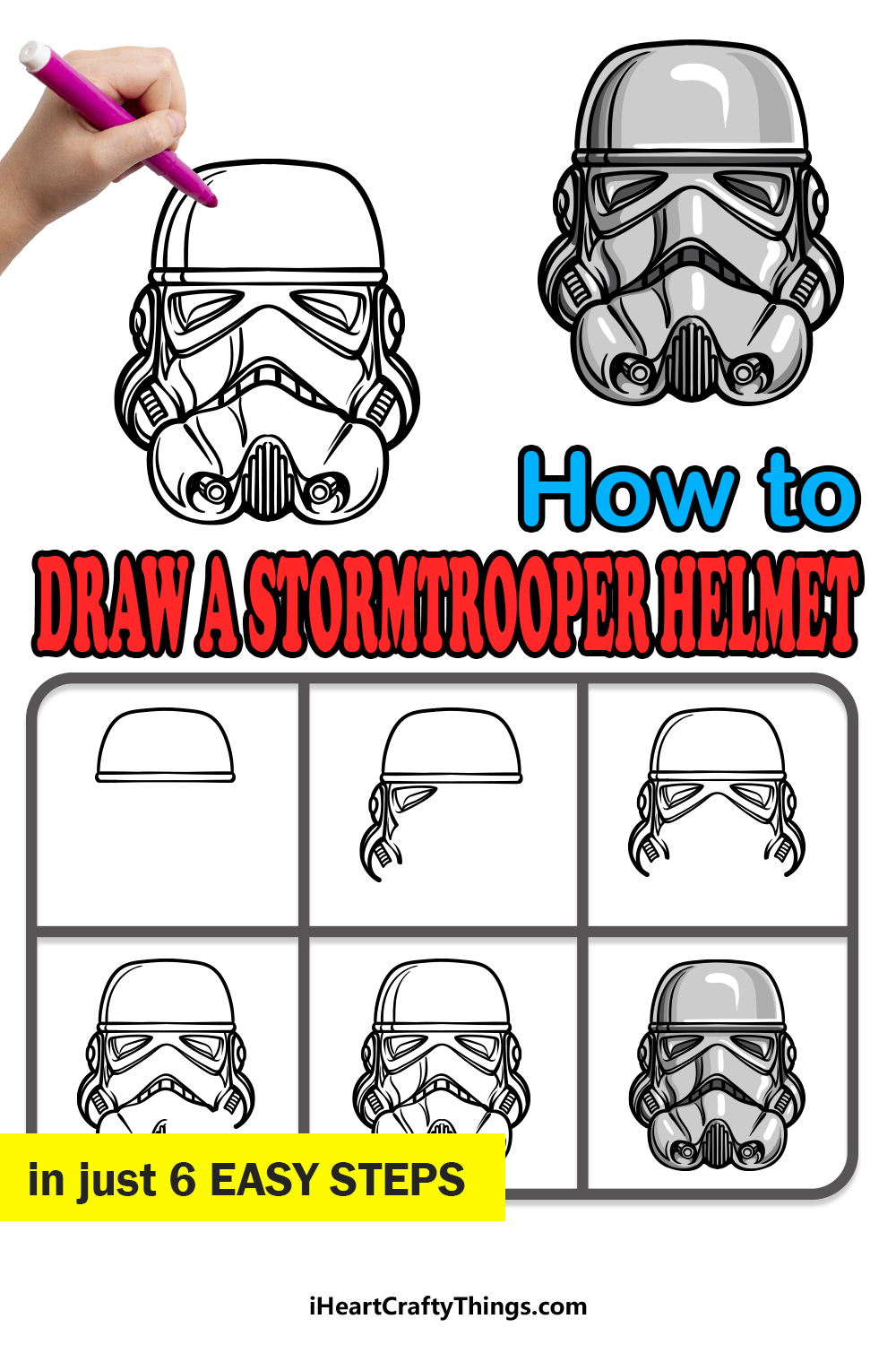 how to draw a Stormtrooper Helmet in 6 easy steps