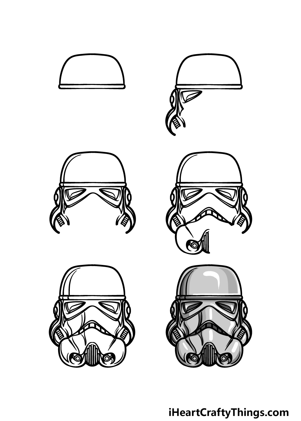 how to draw a Stormtrooper Helmet in 6 steps