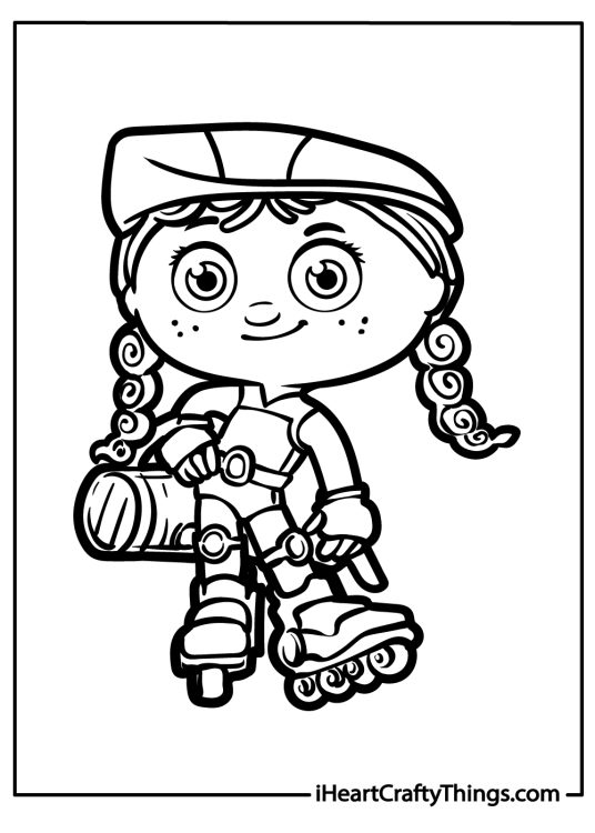 Detailed Super Why-themed coloring page for kids featuring character Red Riding Hood