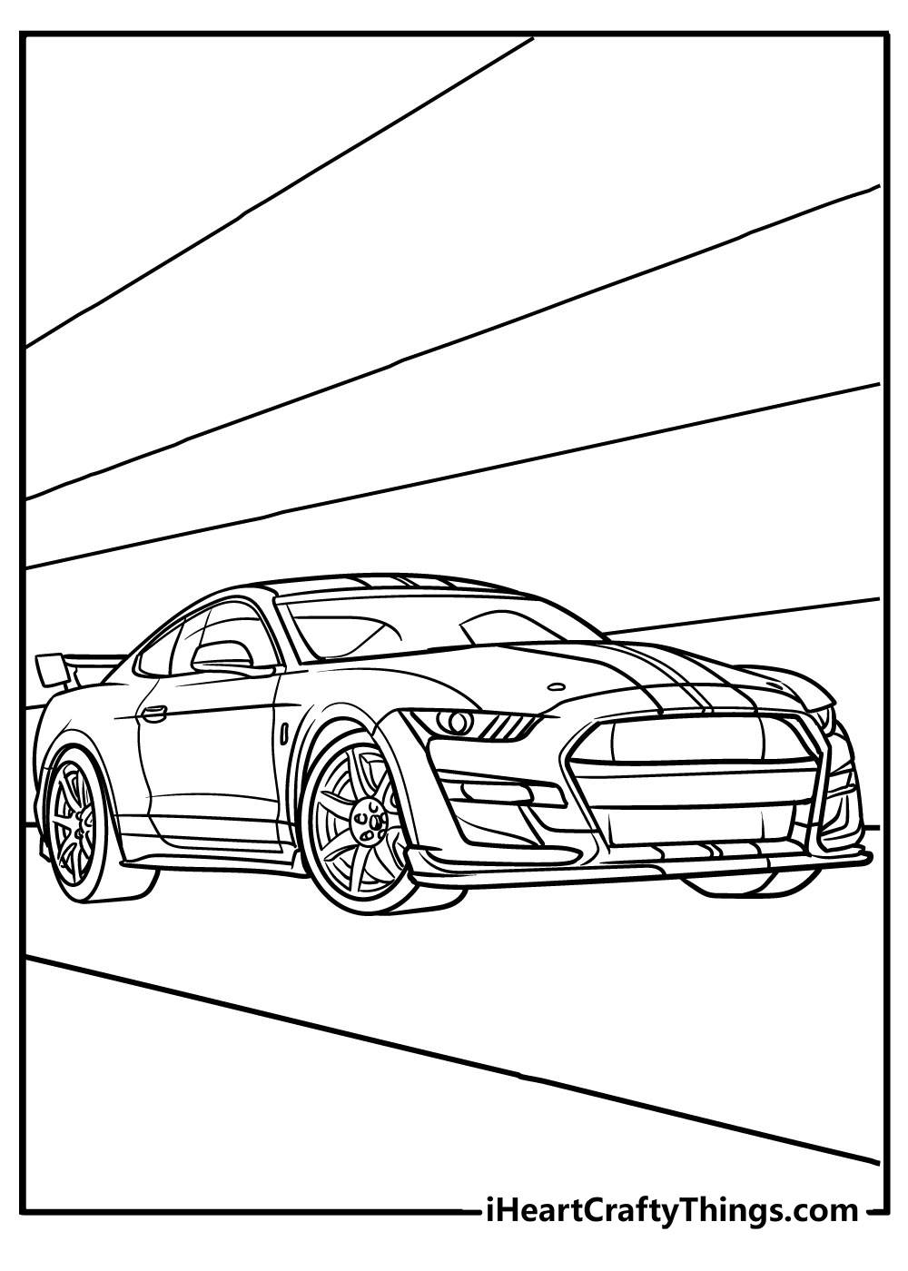 black and white Super Cars Pages free printable