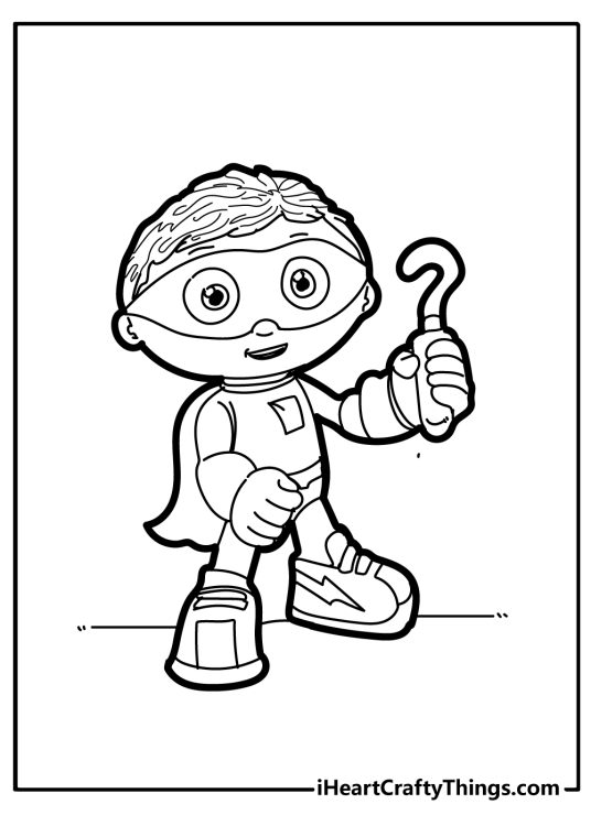 Super Why-themed picture featuring Whyatt posing in a Superhero outfit with his why-writer in left hand