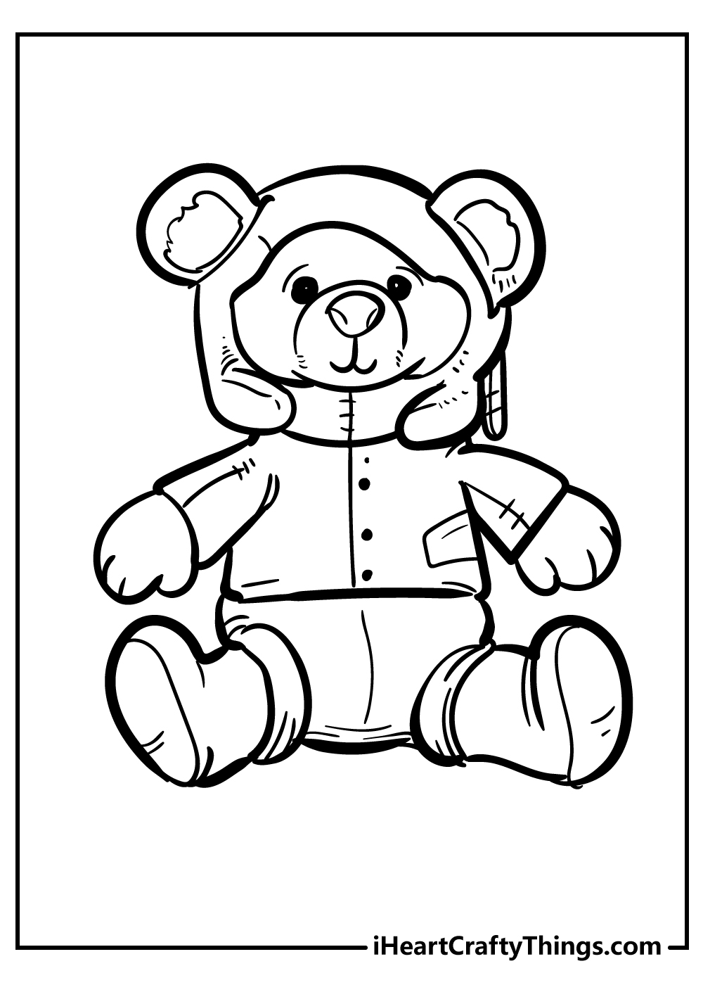 teddy bear coloring pages holding a present