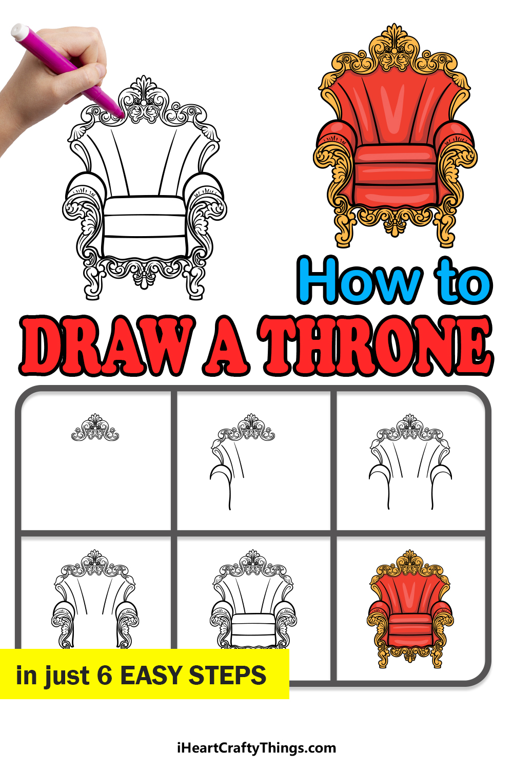 how to draw a Throne in 6 easy steps