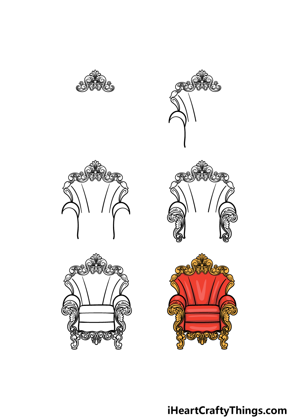 how to draw a Throne in 6 steps