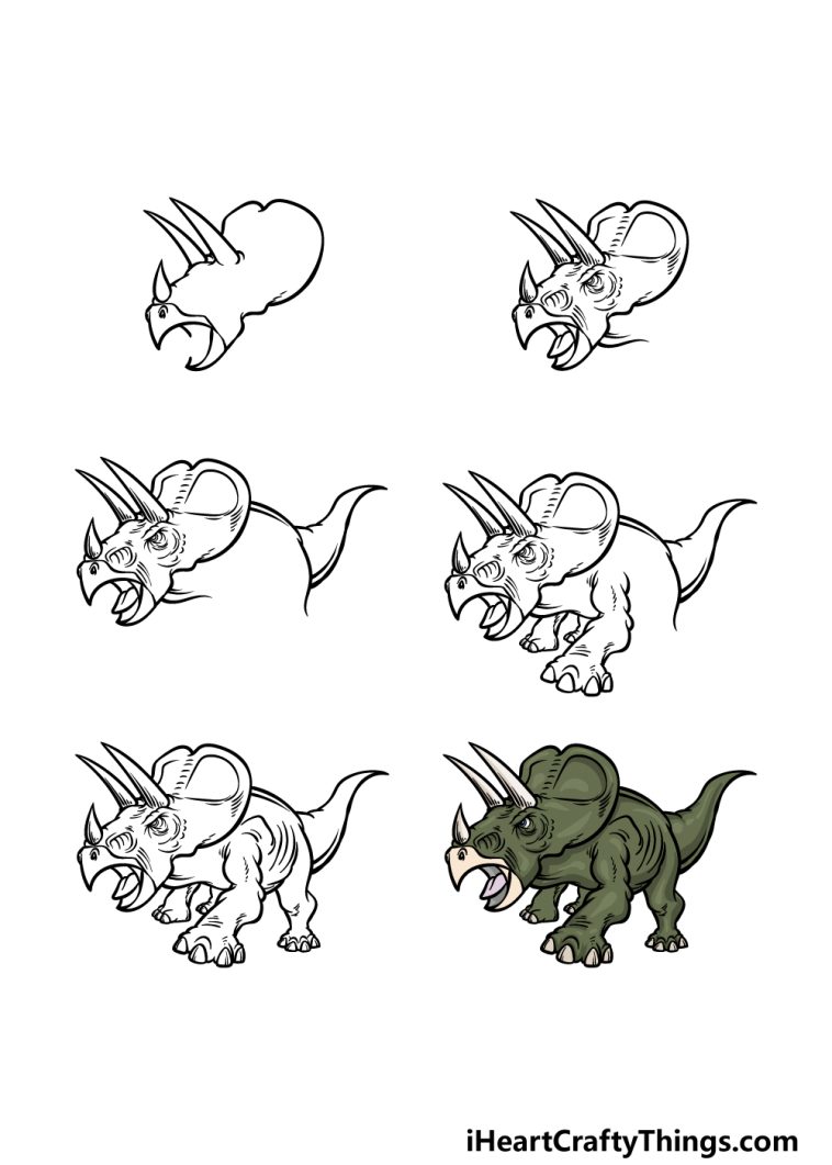Triceratops Drawing How To Draw A Triceratops Step By Step!