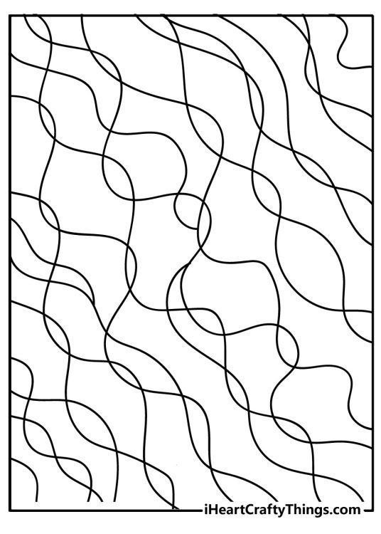 Trippy printable coloring sheet for children filled with wavy lines all ove the page