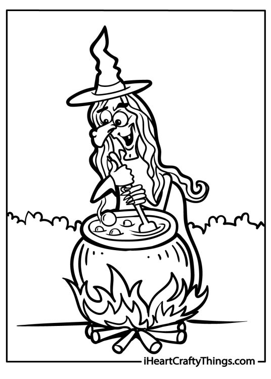 Cartoon witch coloring pages