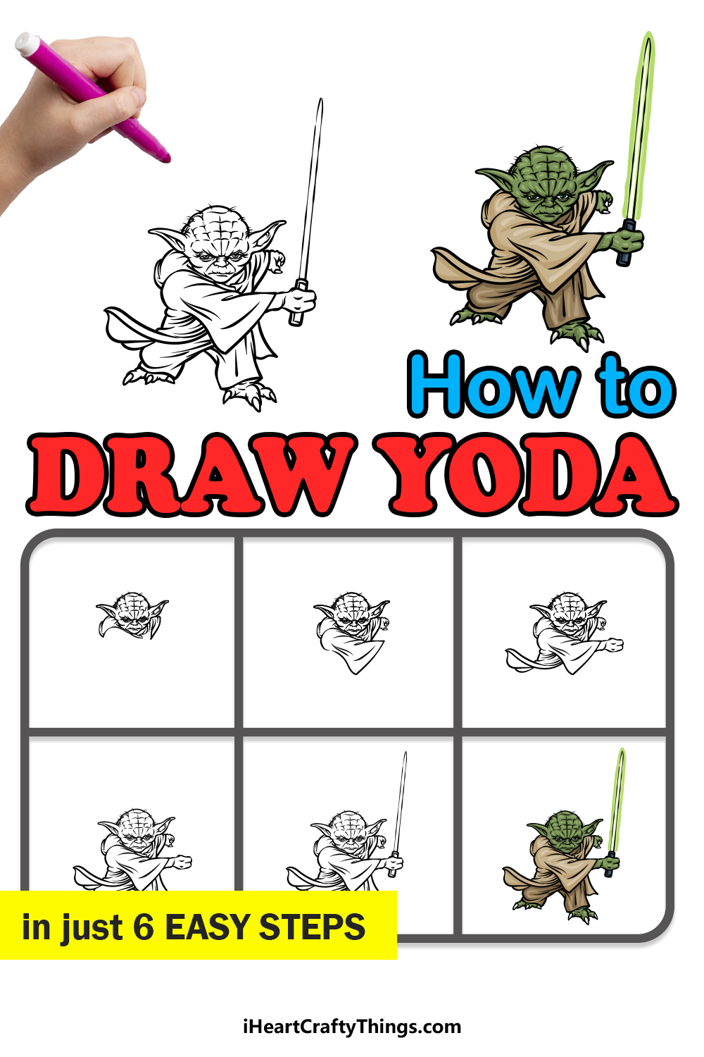 how to draw Yoda in 6 easy steps